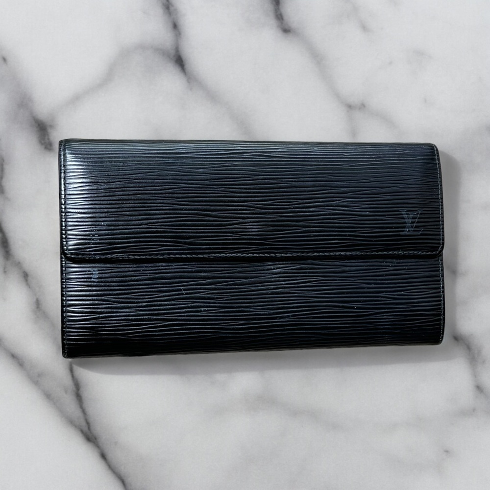 Vintage Louis Vuitton Black Epi Long Snap Wallet